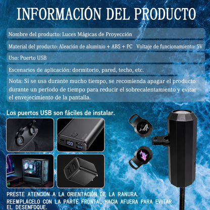 Proyector LED de Ballena, estrella y mariposa
